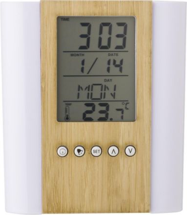 bamboe pennenhouder met klok hassan