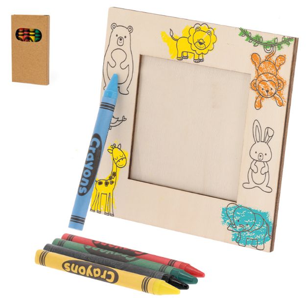 fotolijst 7.5 x 7.5 cm met 5 stiften kunku