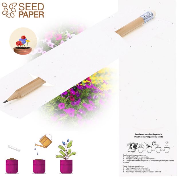 potlood zakje van zaadpapier pethunia meron