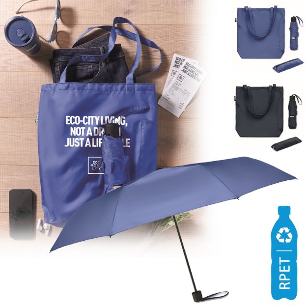 21 inch rpet paraplu set met oprolbare draagtas
