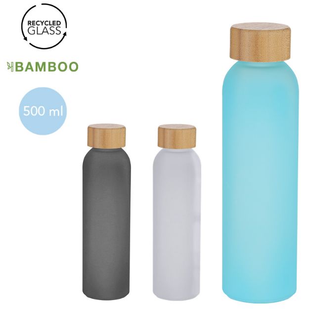drinkfles recycled glas en bamboe tistak 500 ml