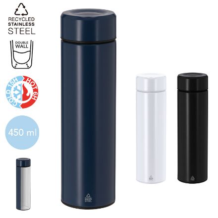 thermosfles recycled rvs met thee-ei denis 450 ml