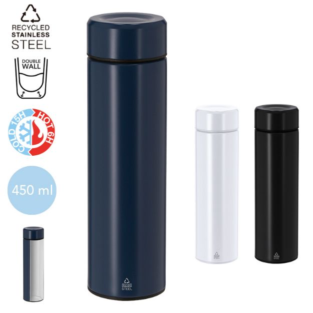 thermosfles recycled rvs met thee-ei denis 450 ml
