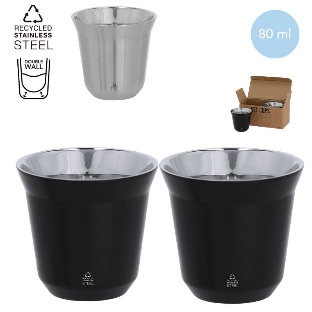 thermosbeker set kodet recycled rvs 80 ml