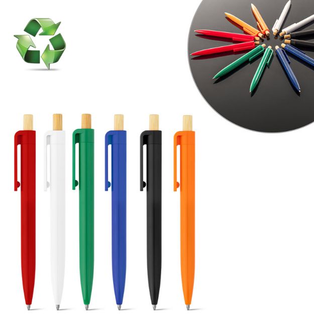 recyclede abs balpen met bamboe knop