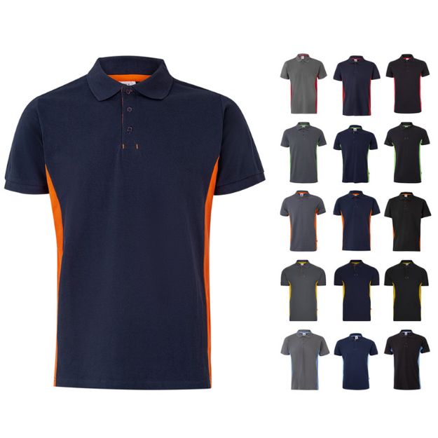 tweekleurige piqué polo maten xs-3xl 180 gr/m2