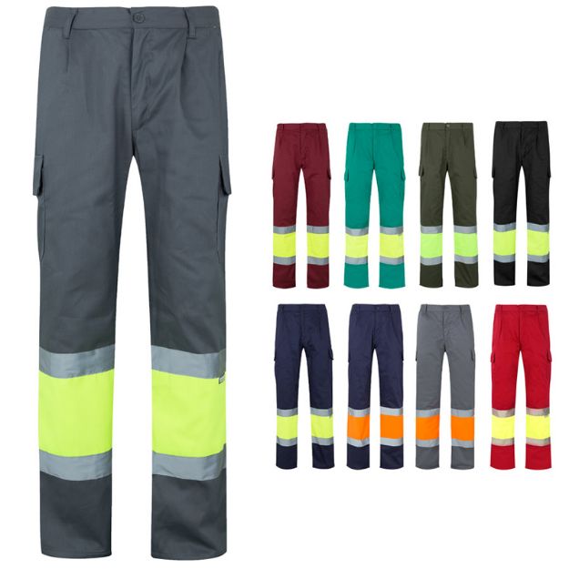 tweekleurige broek van keperstof maten s-3xl