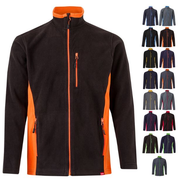 tweekleurig fleecejack maten: xs-3xl