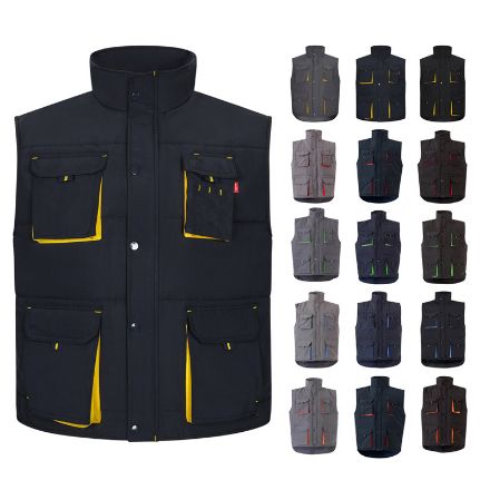 gewatteerd vest, tweekleurig maten s-3xl