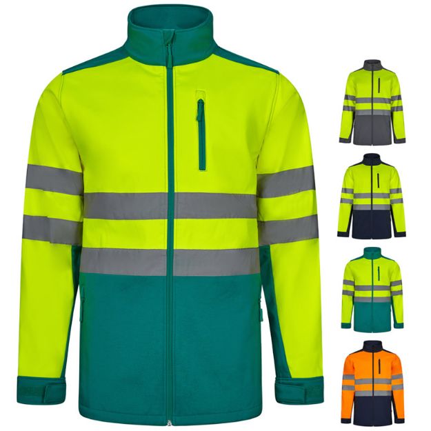 tweekleurig softshell jack maten s-3xl