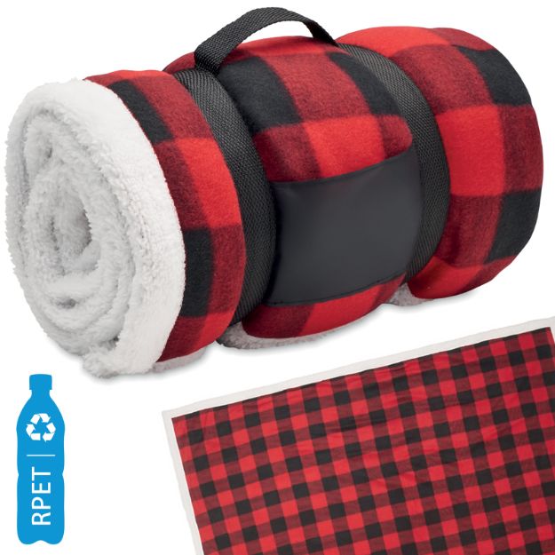 rpet sherpa fleecedeken met nylon handvat