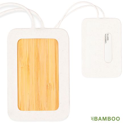 bagagelabel van bamboe en siliconen holda