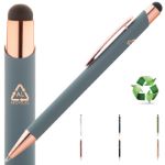 touch balpen van recycled aluminium blauwe inkt