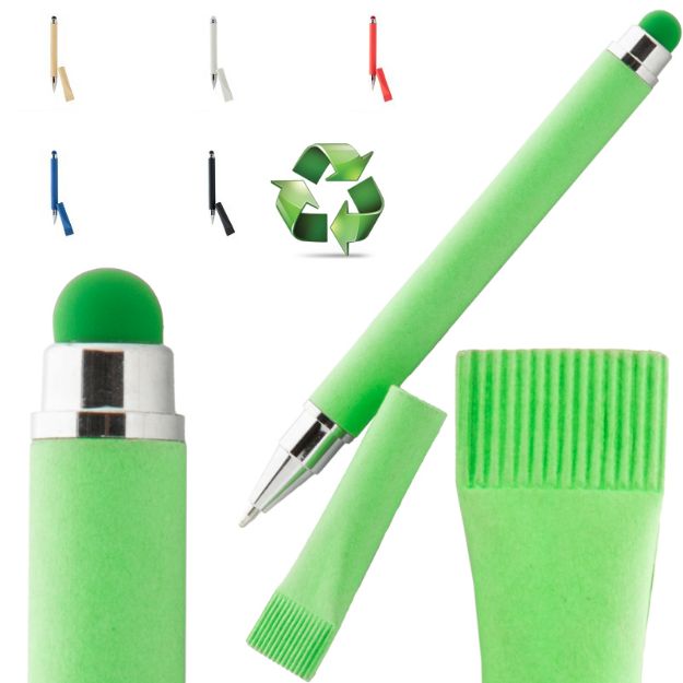 touch balpen van recycled papiertapyru blauwe inkt