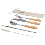 root 5 delige bestekset van roestvrij staal en beu