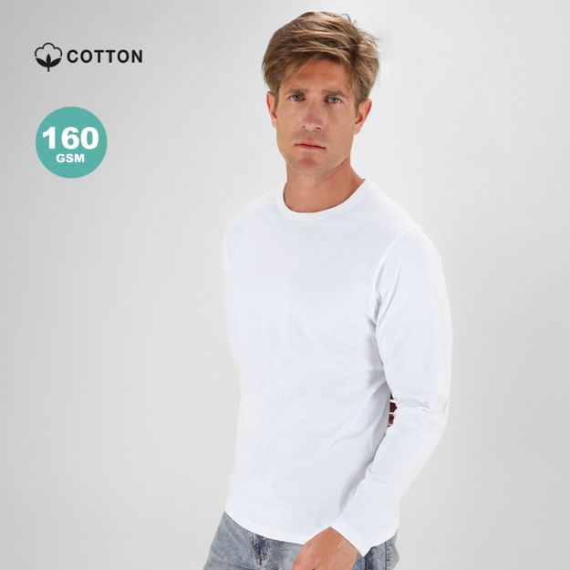 katoenen witte t-shirt lange mouw 160 g/m2 s-xxxl