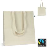 fairtrade katoenen tas ecru lang 38 x 10 x 42 cm
