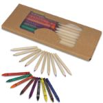 kleurpotloden en krijtjes in kraft doosje