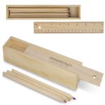 kleurpotloden in houten schuifdoos