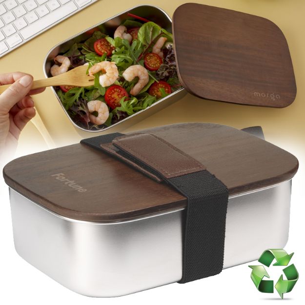 lunchbox van recycled rvs en acaciahout