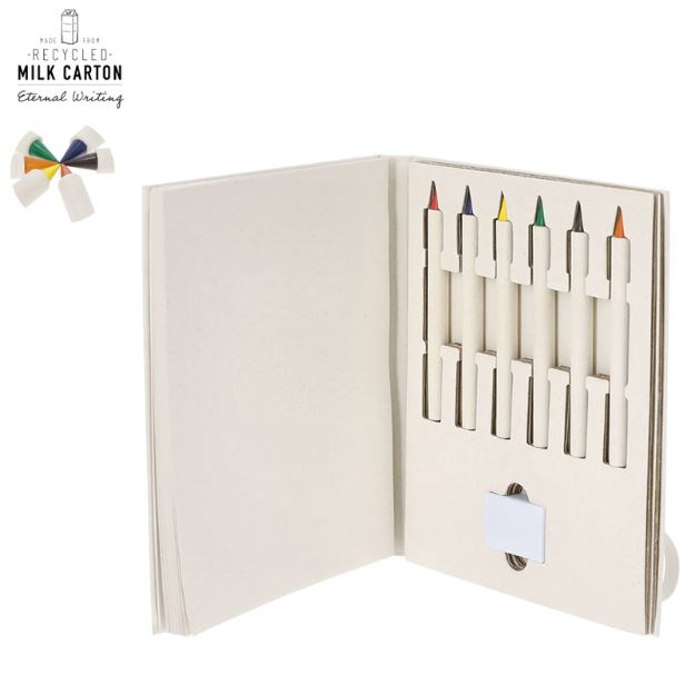 set van 6 eeuwige potloden van melkverpakkingen