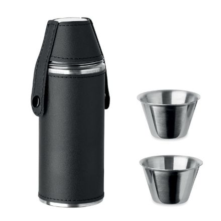 heupfles 230 ml met shot cups