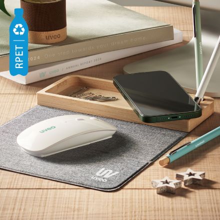 draadloze bamboe sneloplader met bureau organizer