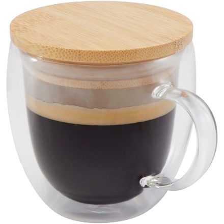 arlo 250 ml glazen beker met bamboe deksel