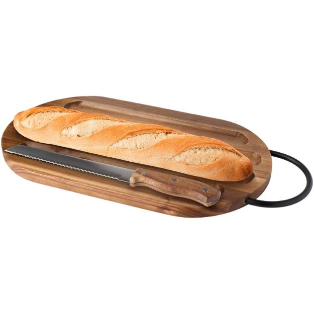 prestige snijplank van acaciahout met broodmes