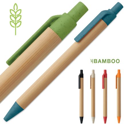 bamboe balpen met drukknop
