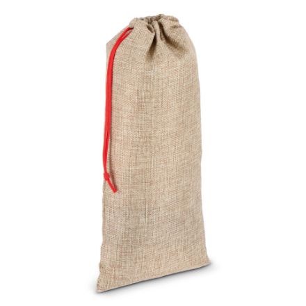 jute-stijl flessentasje 14 x 34 cm