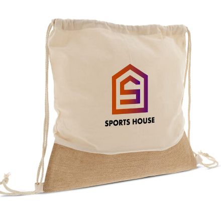 trekkoord rugzak jute met katoenen koorden 38x41cm