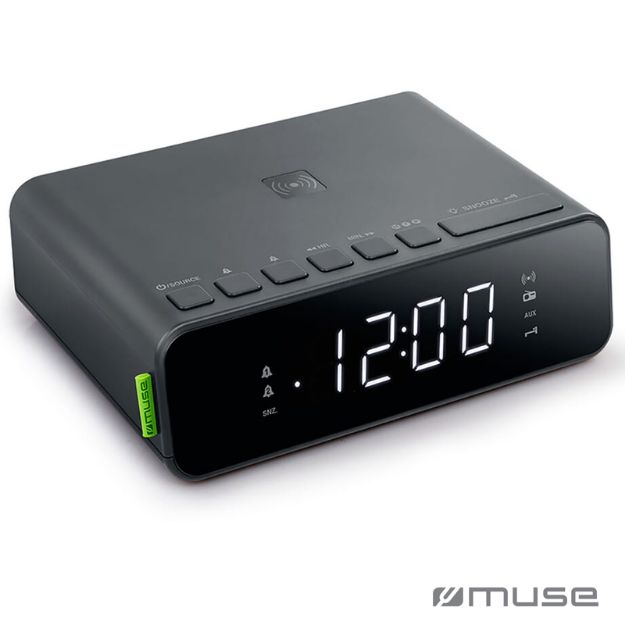 muse dab+/fm dubbele wekkerradio draadloze oplader