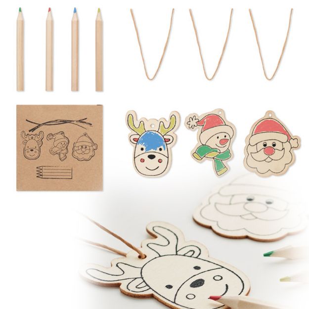 kleurset set van drie kerstornamenten