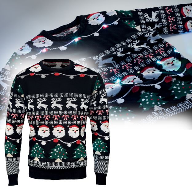 kersttrui met 10 led lampjes s/m