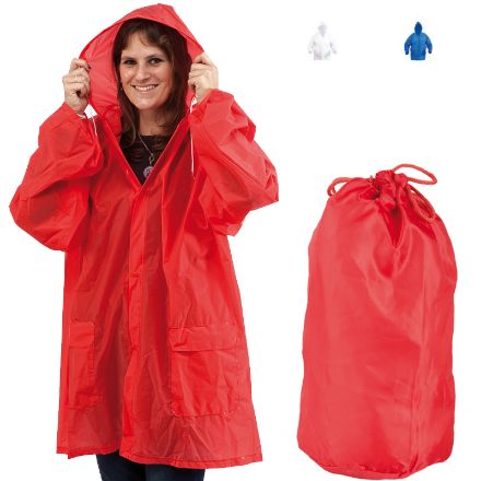 regenjas met capuchon, met drukknoopsluiting.