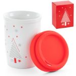 hazard. porseleinen reisbeker met kerstversiering