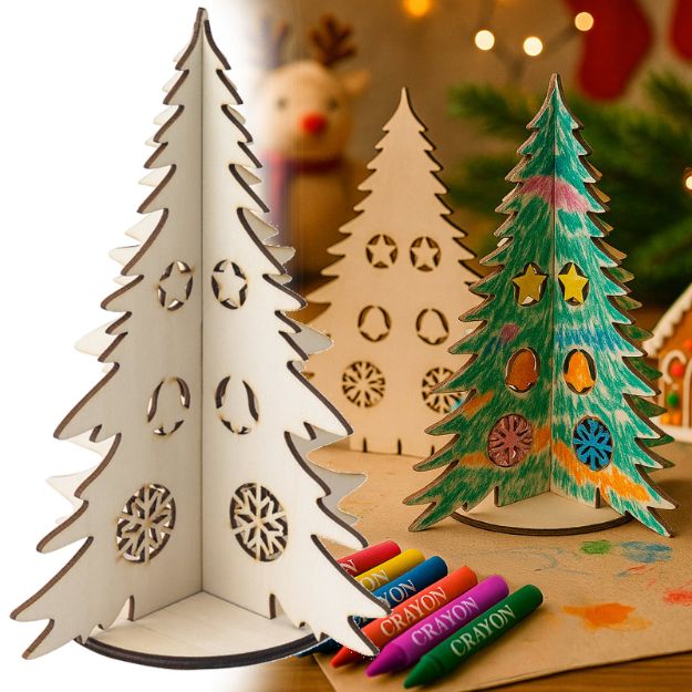 pinery. inklapbare houten kerstboom om te kleuren