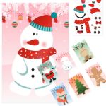 glimn. set van zes bladen met kerstfiguren