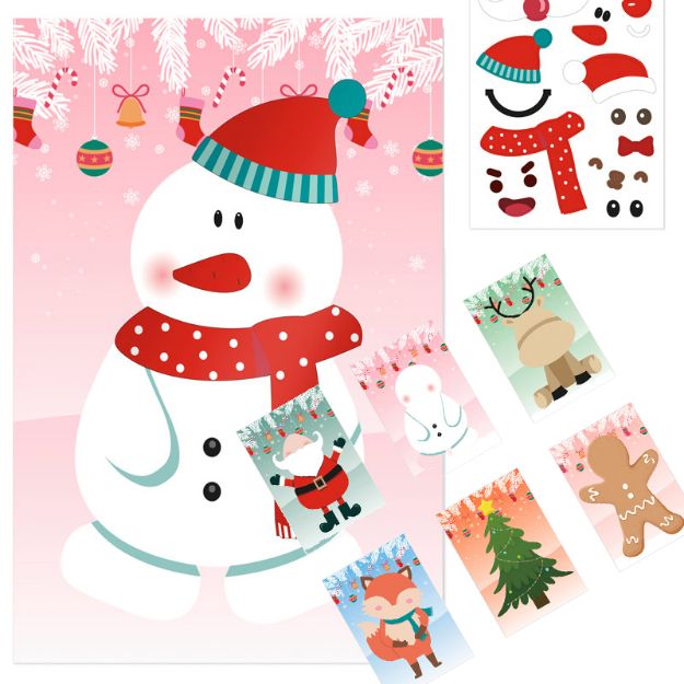 glimn. set van zes bladen met kerstfiguren