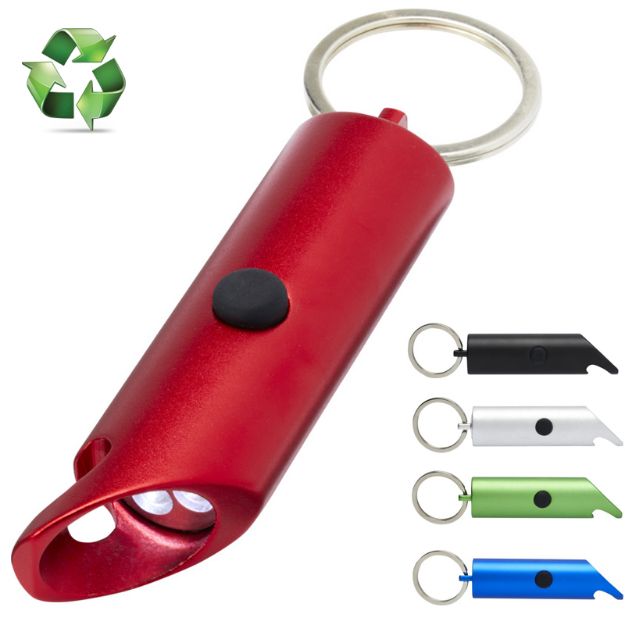 flare led-lamp en flesopener recycled aluminium