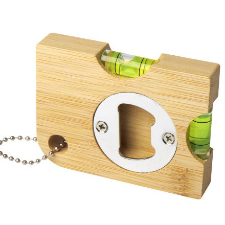 levo flesopener van bamboe met waterpas