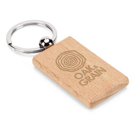 rechthoekige sleutelhanger in beukenhout