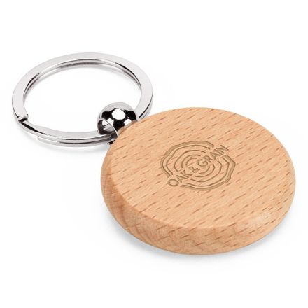 ronde sleutelhanger in beukenhout