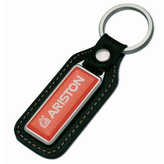 metalen sleutelhanger met echt leder