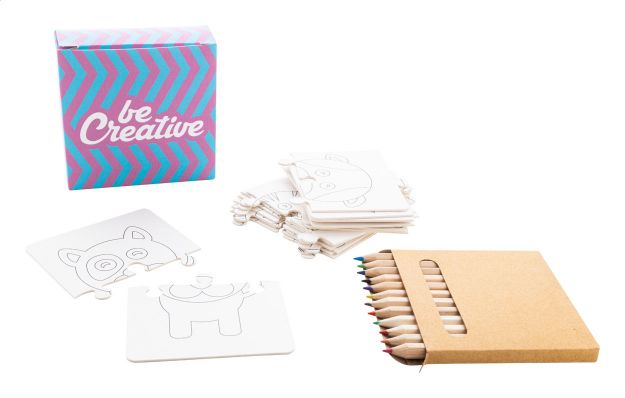 custom made kleurpuzzel met houten kleurpotloden