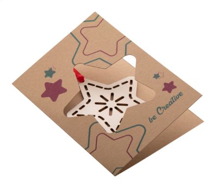 custom made kerstkaart eco kraftpapier rood lint