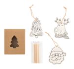 3 ornamenten in doos met 4 kleurpotloden