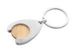 metalen sleutelhanger met bamboe jeton diam 23 mm