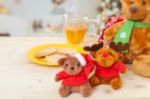 pluche teddybeer sleutelhanger met kerstmuts